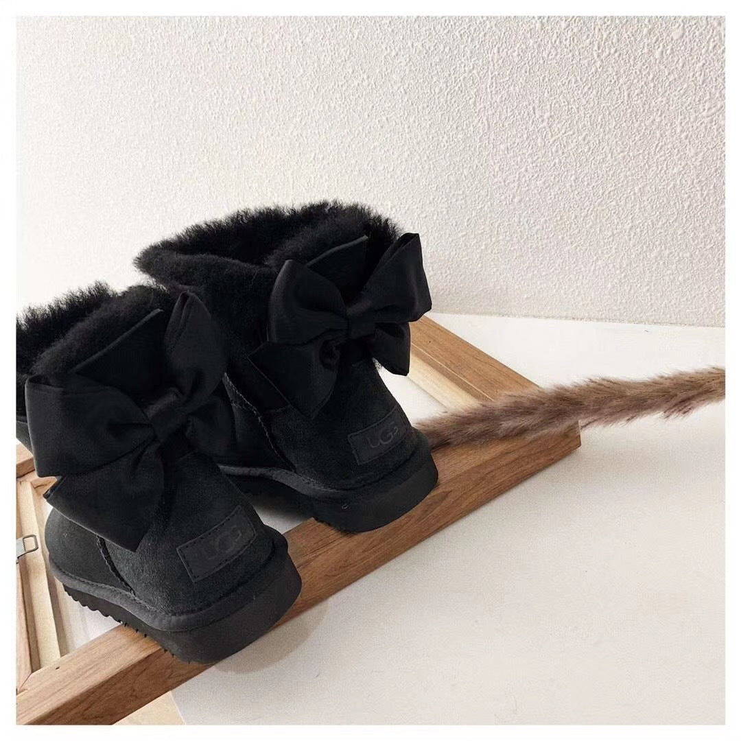 Black Elegant Bow Detail Ankle Boots — New Arrival | In Stock