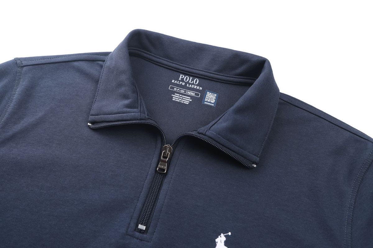 Polo Ralph Lauren Men’s Quarter‑Zip Pullover Sweatshirt With White Pony Embroidery