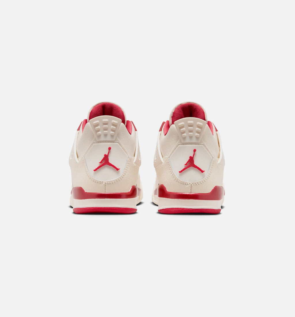 Air Jordan 4 Retro Valentines Day Preschool Lifestyle Shoes - Pale Ivory/Sierra Red/Tough Red