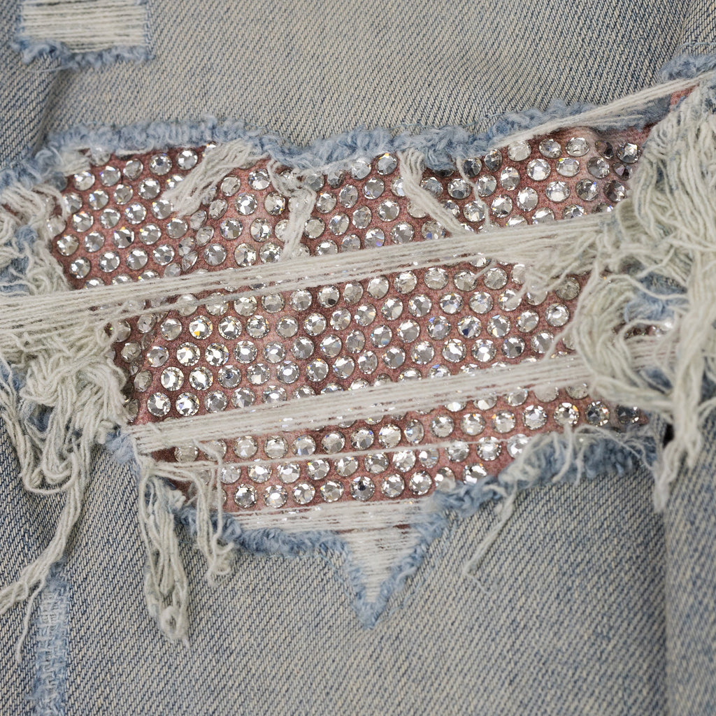 Blue Bleachout Crystal Thrasher Jeans