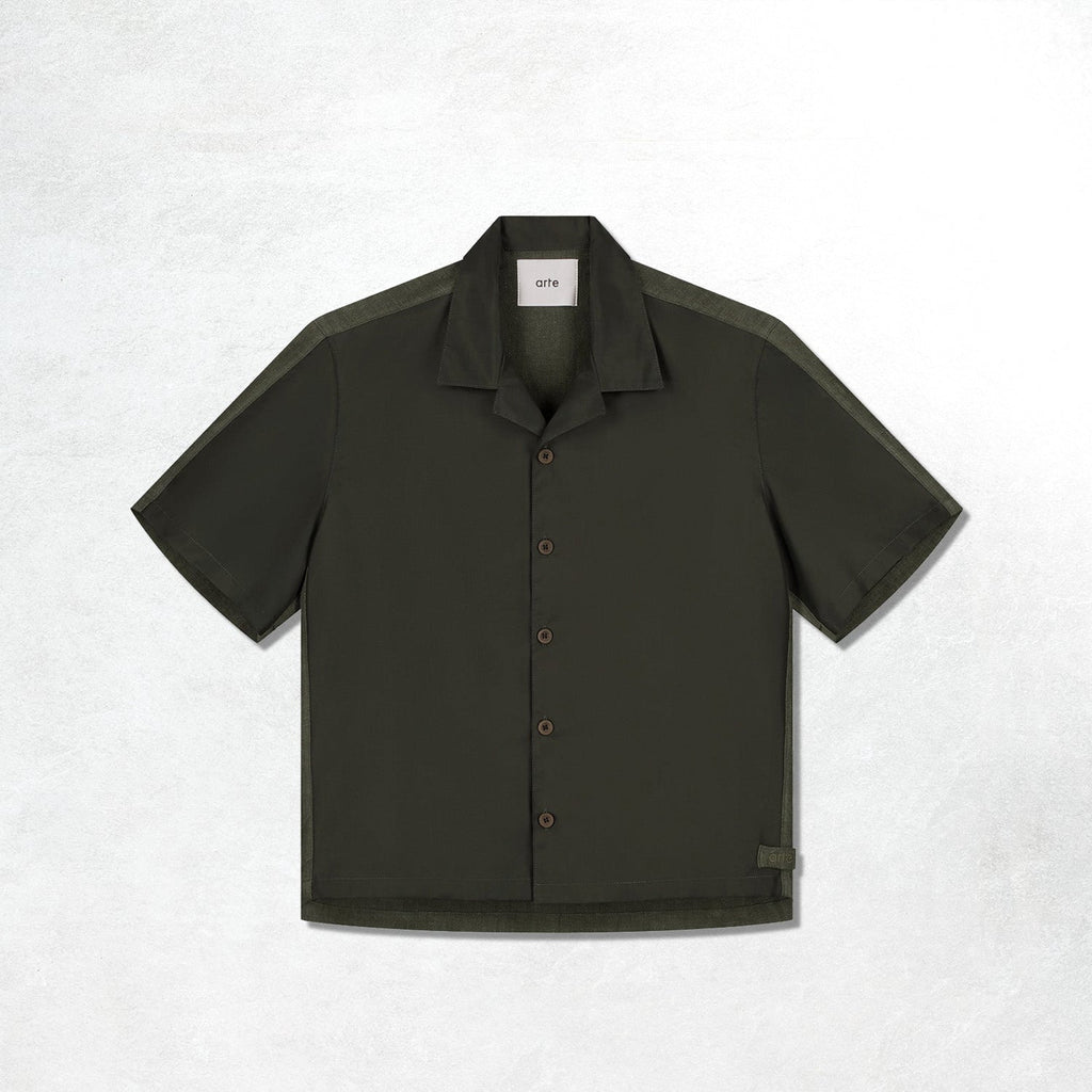 Arte Nylon Linen Shirt: Green