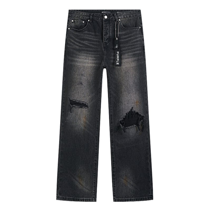 Purple Brand Black Washed Distressed Jeans