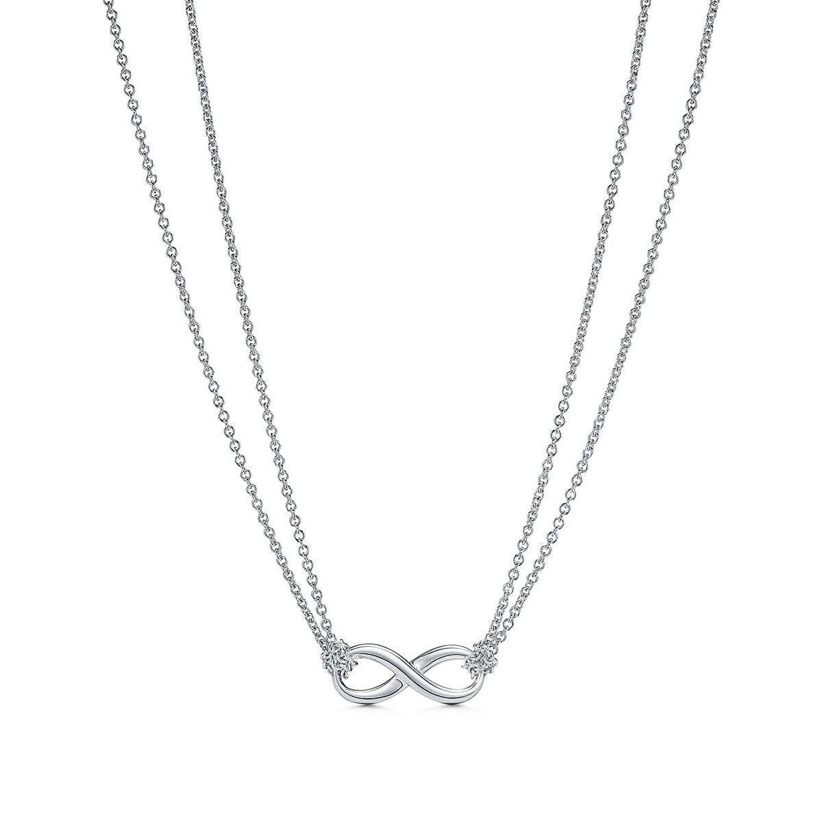 TIFFANY SILVER INFINITY DOUBLE CHAIN NECKLACE