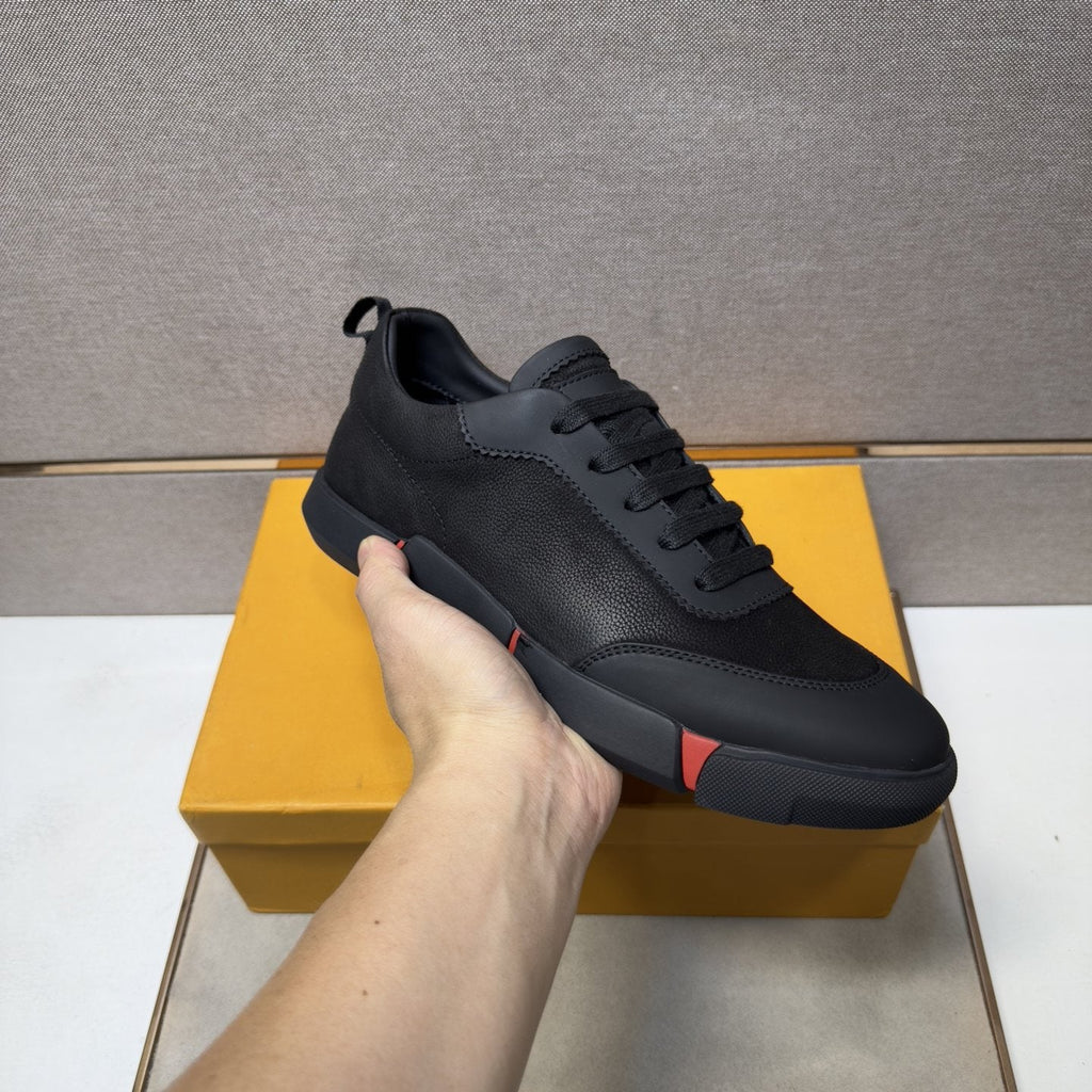 Louis Vuitton Black Low-Top Sneakers with Red Accents
