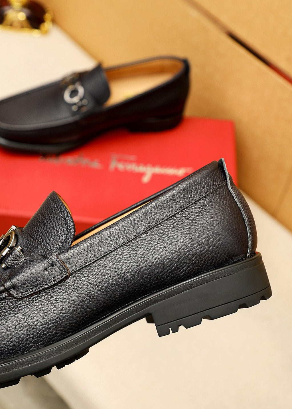 Ferragamo Black Bit Loafers