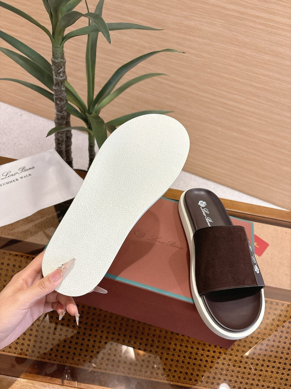 Loro Piana Wide-Strap Slide Sandals