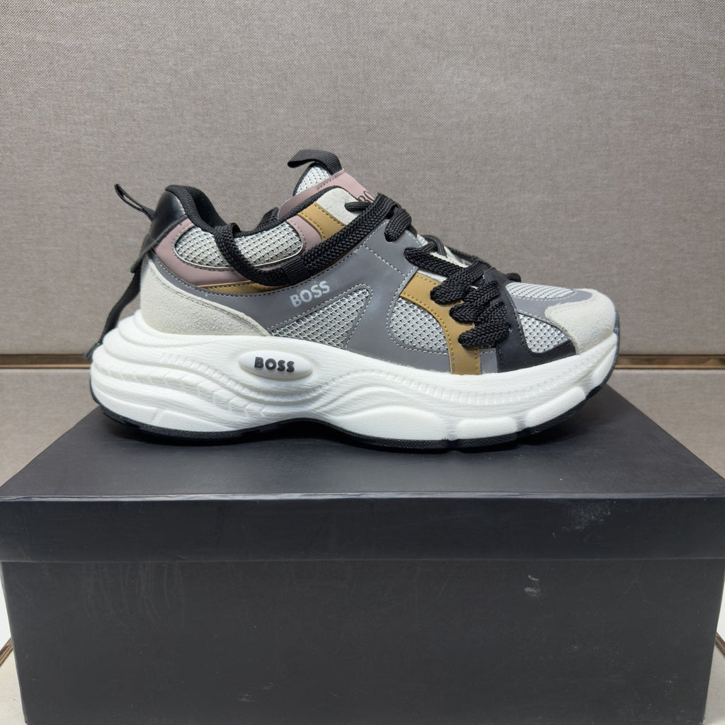BOSS Men's Mesh Panel Low-Top Sneakers