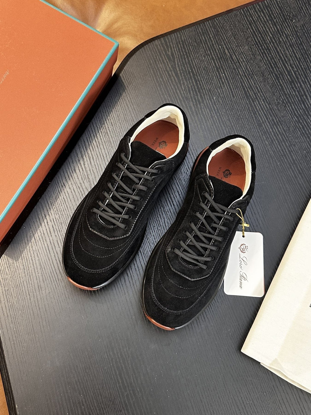 Loro Piana Gray and Charcoal Low-Top Sneakers